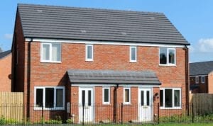 Pair of semi-detached houses sharing a central wall
